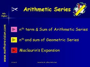 Arithmetic Series www mathsrevision com Adv Higher nth