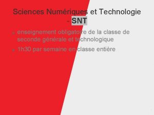 Sciences Numriques et Technologie SNT enseignement obligatoire de