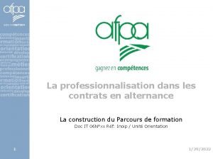 La professionnalisation dans les contrats en alternance La