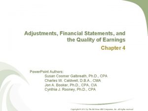 Adjustments Financial Statements and the Quality of Earnings