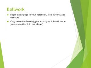 Bellwork Begin a new page in your notebook