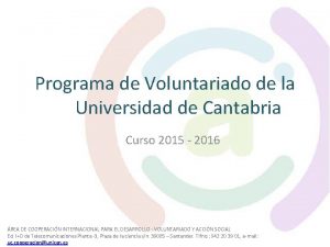 Programa de Voluntariado de la Universidad de Cantabria