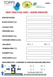 PAGE 1 DRIFT PRACTICAL PART BOOM SPRAYERS SPRAYER