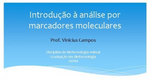 Introduo anlise por marcadores moleculares Prof Vinicius Campos