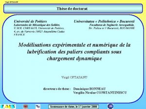 Virgil OPTASANU Thse de doctorat Modlisations exprimentale et