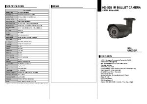 SPECIFICATIONS SDIUN 232 IR Signal Format NTSCPAL Selectable