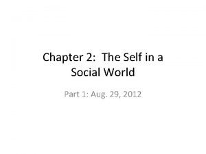 Chapter 2 The Self in a Social World