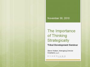 November 30 2010 The Importance of Thinking Strategically