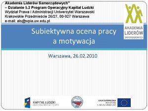 Akademia Liderw Samorzdowych Dziaanie 5 2 Program Operacyjny