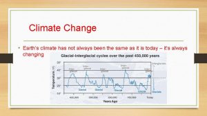 Climate Change Earths climate has not always been