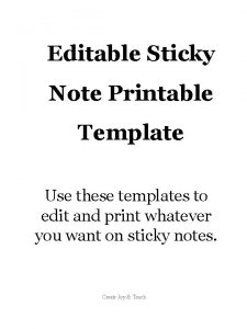 Editable Sticky Note Printable Template Use these templates