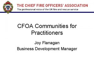 CFOA Communities for Practitioners Joy Flanagan Business Development