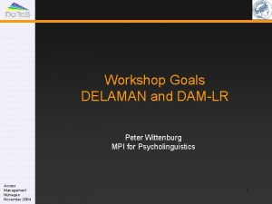 Workshop Goals DELAMAN and DAMLR Peter Wittenburg MPI