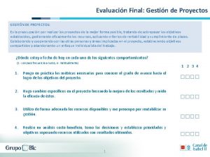 Evaluacin Final Gestin de Proyectos GESTIN DE PROYECTOS