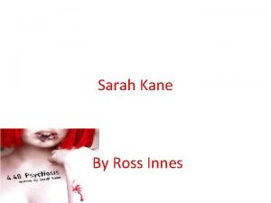 Sarah Kane By Ross Innes Sarah Kane Introduction