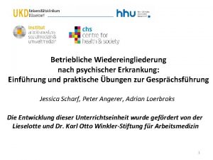 Betriebliche Wiedereingliederung nach psychischer Erkrankung Einfhrung und praktische