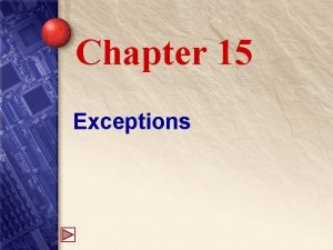 Chapter 15 Exceptions 15 Throwing and Catching Exceptions