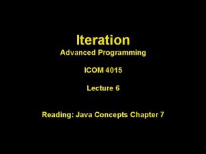 Iteration Advanced Programming ICOM 4015 Lecture 6 Reading