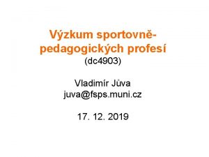 Vzkum sportovnpedagogickch profes dc 4903 Vladimr Jva juvafsps