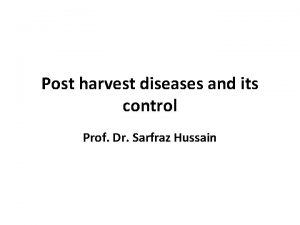 Post harvest diseases and its control Prof Dr