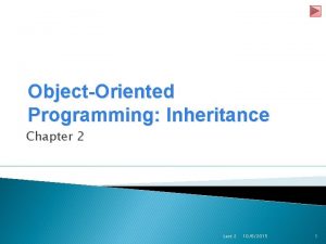 ObjectOriented Programming Inheritance Chapter 2 Lect 2 1062015