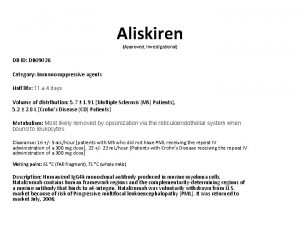 Aliskiren Approved Investigational DB ID DB 09026 Category