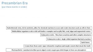 Precambrian Era put these events in order Hydrothermal