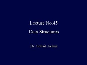 Lecture No 45 Data Structures Dr Sohail Aslam Lecture No 45 Data Structures Dr Sohail Aslam