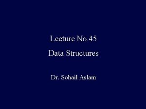 Lecture No 45 Data Structures Dr Sohail Aslam