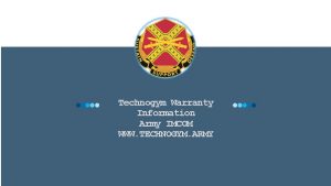 Technogym Warranty Information Army IMCOM WWW TECHNOGYM ARMY