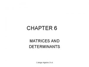 CHAPTER 6 MATRICES AND DETERMINANTS College Algebra Ch