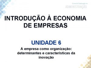 INTRODUO ECONOMIA DE EMPRESAS UNIDADE 6 A empresa