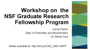 Workshop on the NSF Graduate Research Fellowship Program