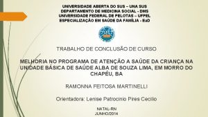 UNIVERSIDADE ABERTA DO SUS UNA SUS DEPARTAMENTO DE