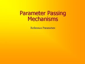 Parameter Passing Mechanisms Reference Parameters Function Call Server