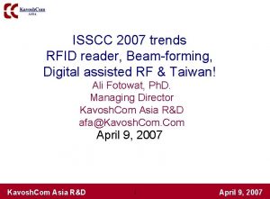ISSCC 2007 trends RFID reader Beamforming Digital assisted