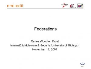 Federations Renee Woodten Frost Internet 2 Middleware SecurityUniversity