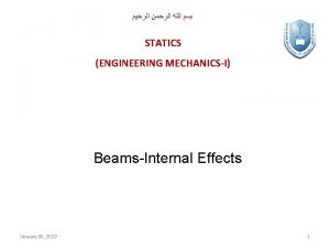 STATICS ENGINEERING MECHANICSI BeamsInternal Effects January 30 2022