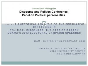 University of Nottingham Discourse and Politics Conference Panel