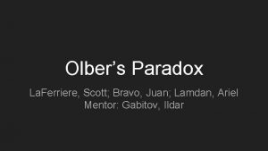 Olbers Paradox La Ferriere Scott Bravo Juan Lamdan