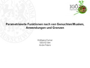 Parametrisierte Funktionen nach van GenuchtenMualem Anwendungen und Grenzen