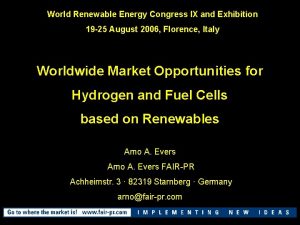 World Renewable Energy Congress IX and Exhibition 19