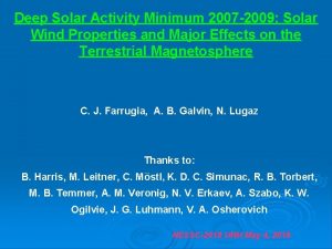 Deep Solar Activity Minimum 2007 2009 Solar Wind