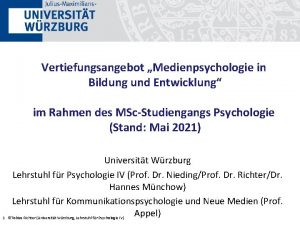 Vertiefungsangebot Medienpsychologie in Bildung und Entwicklung im Rahmen