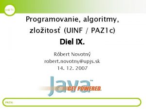 paz 1 c Programovanie algoritmy zloitos UINF PAZ