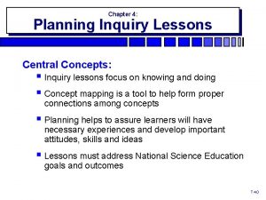 Chapter 4 Planning Inquiry Lessons Central Concepts Inquiry