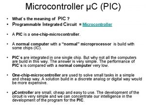 Microcontroller C PIC Whats the meaning of PIC