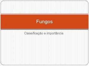 Fungos Classificao e importncia Caractersticas gerais Hetertrofos por