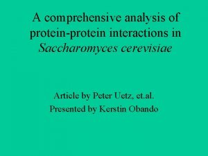 A comprehensive analysis of proteinprotein interactions in Saccharomyces