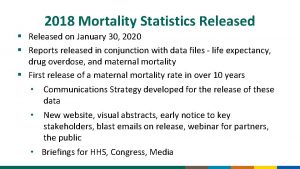 2018 Mortality Statistics Released Released on January 30